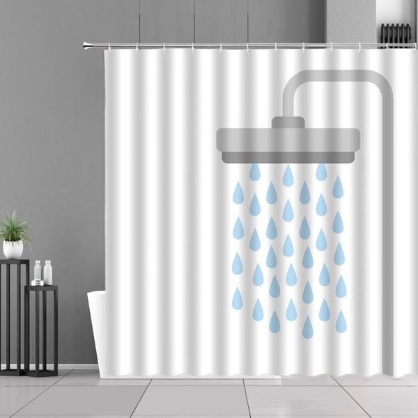 

blue water drop white shower curtains waterproof bath curtain modern simple home bathroom bathtub decor cloth screen with hooks