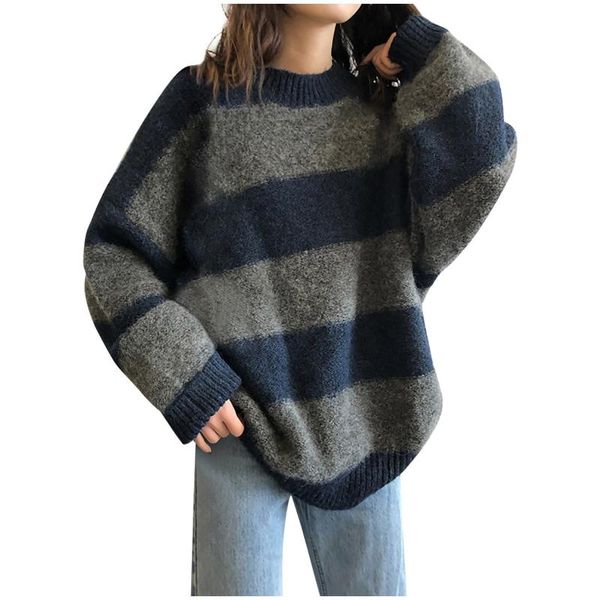 

women's sweaters women striped knitted sweater autumn winter thick warm pullovers korean fashion casual loose jumper teen streetw, White;black