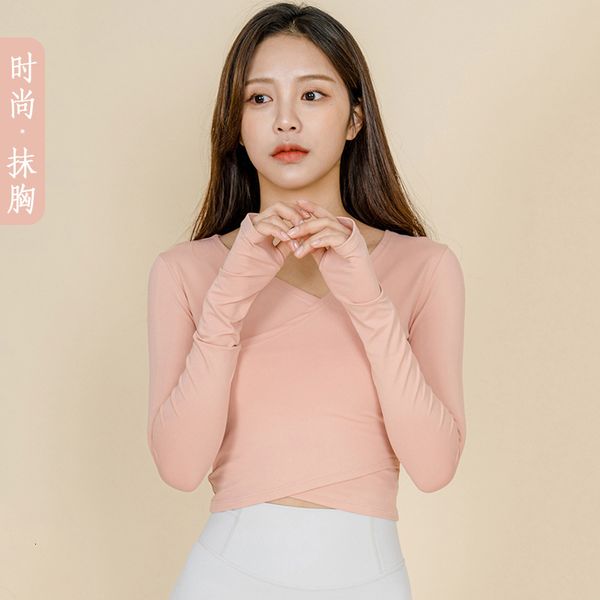 

women's t-shirt finger yoga long sleeve women's fashion slim fit outdoor sports elastic breathable dance fitns cloth, White
