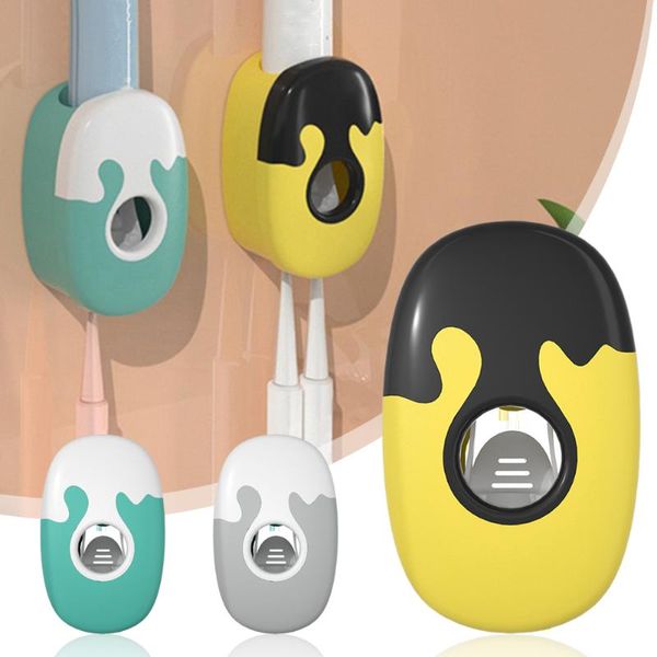 

toothbrush holders automatic toothpaste dispenser squeezers dust-proof holder with adhesive bracket bathroom accessories