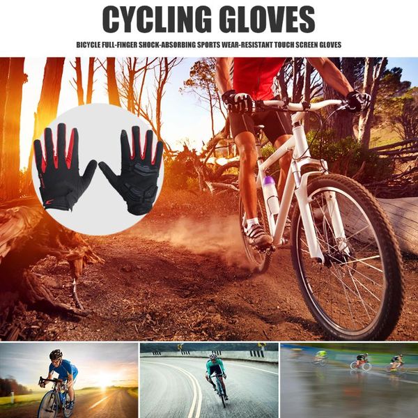 

full finger gloves anti slip cycling touchscreen portable waterproof elements for running sport, Black