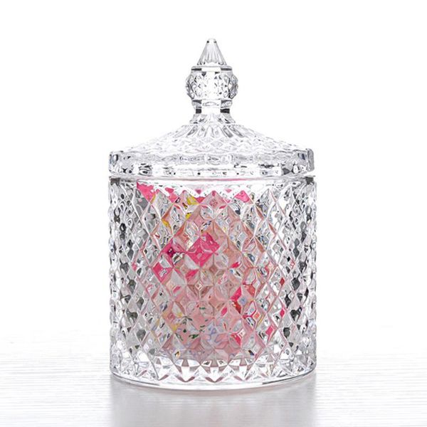 

candle holders crystal weave candy box glass storage container home decoration for house desk room(clear)