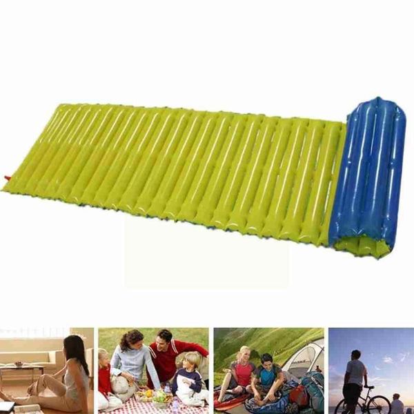 

outdoor pads camping mat inflatable emergency air cushion pad bed 7 layer sleeping portable 200*60cm beach mattresses moisture-p e6z5