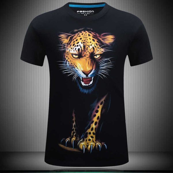 

men's t-shirts summer night leopard 3d short sleeve large print, White;black