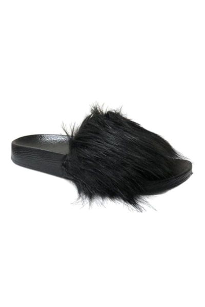 

slippers women's black casual furry