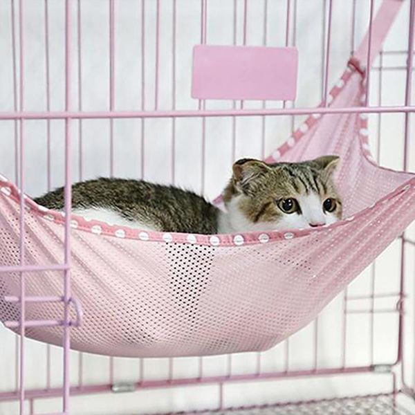 

cat beds & furniture multifunction mat summer breathable mesh cloth hammock cage clasp hanging bed for pet animal convient to use