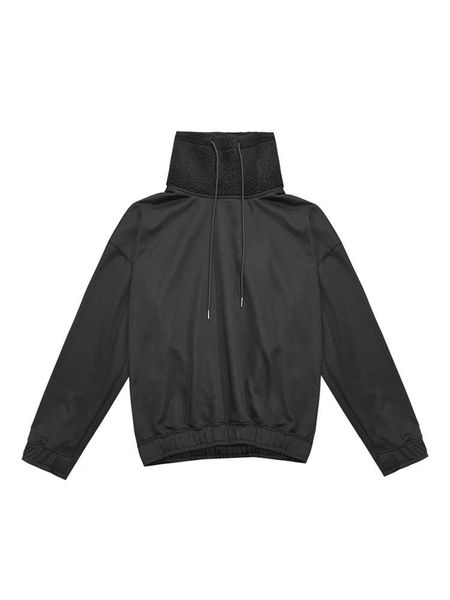 

men's hoodies & sweatshirts men autumn and winter style high collar loose straight shoulder city youth fashion dark large size hoodie, Black