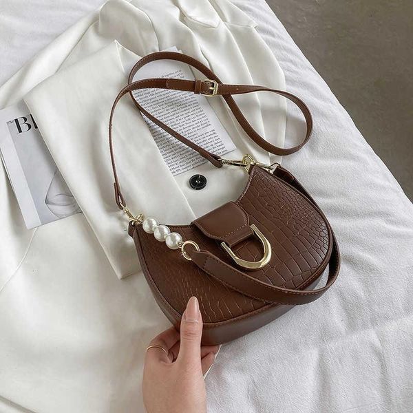 

evening bags small stone pattern solid color pu leather saddle crossbody for women 2021 summer design female luxury shoulder handbags