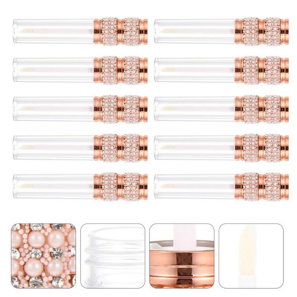 

10pcs diamond lip gloss wand tubes empty bottles vials storage & jars