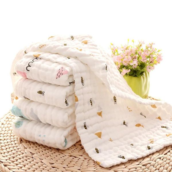 

towels & robes born baby cartoon printing water wash cotton face towel saliva muslin wrap bedding blankets dropship