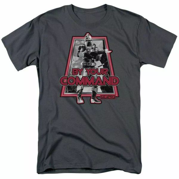 

battlestar galactica by your command classic t shirt licensed sci-fi tv charcoal, White;black