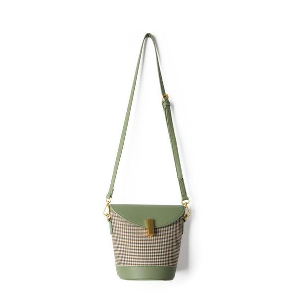 

evening bags women's 2021 one-shoulder messenger bag designer trendy lattice bucket female stitching color crossbody
