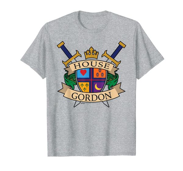 

house gordon family crest coat of arms t shirt, White;black