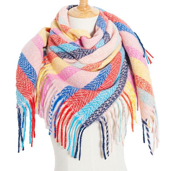 

scarves women scarf square tassel winter warm female accessories, Blue;gray