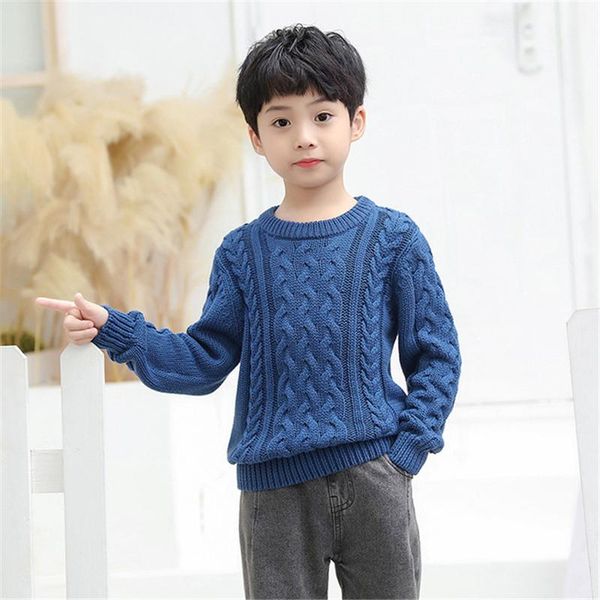 

navy blue soft kids sweaters spring winter baby boys girls warm pullover knitted bottoming thicken children's clothes high q