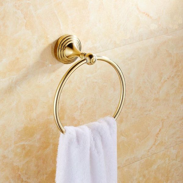 

brass european style towel ring round base hanging rack golden bathroom bar rings