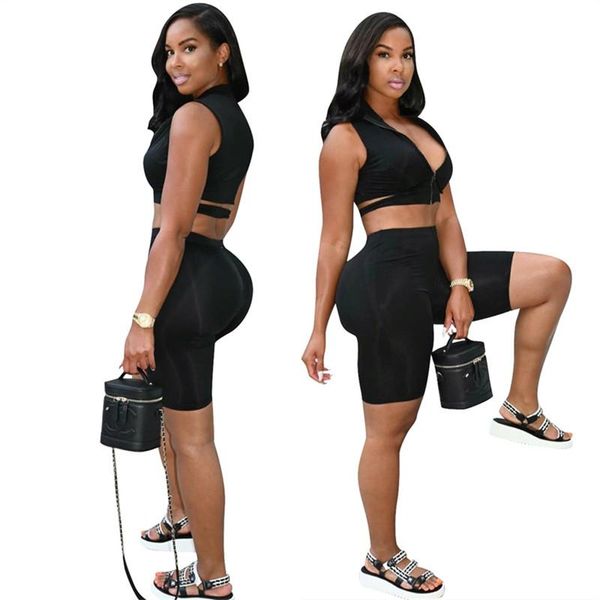 

women's tracksuits all black deep v neck sleeveless bro and short tight club party lady fashion, Gray