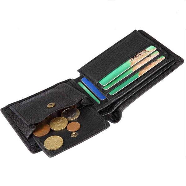 

the wallet men's multi function coin position short leather theft brush wallet purse, Black