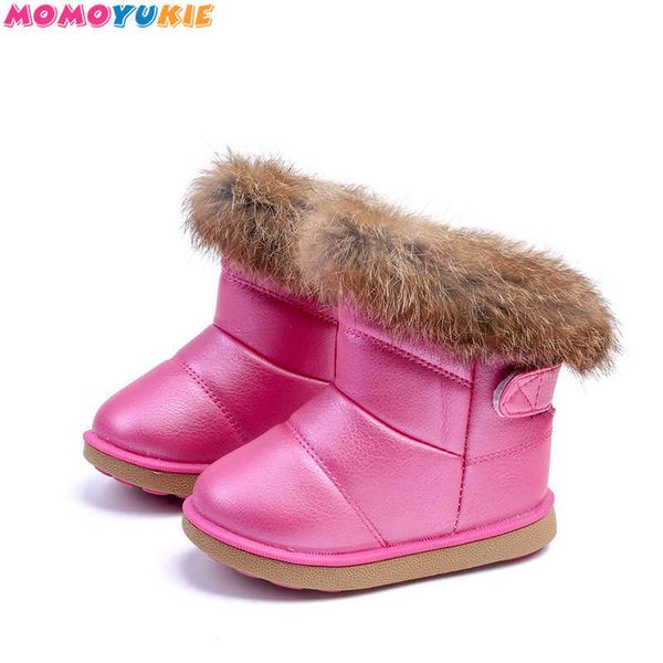 stivali da neve per bambini invernali stivali di pelle per bambini grandi scarpe calde con vera pelliccia principessa neonata stivaletti per ragazza 210713