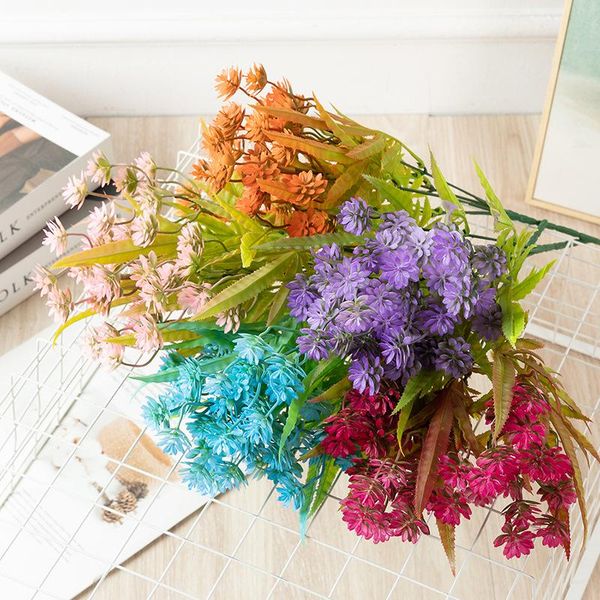 

decorative flowers & wreaths 5 forks money chrysanthemum plastic artificial flower home table ornaments wedding party background wall decora