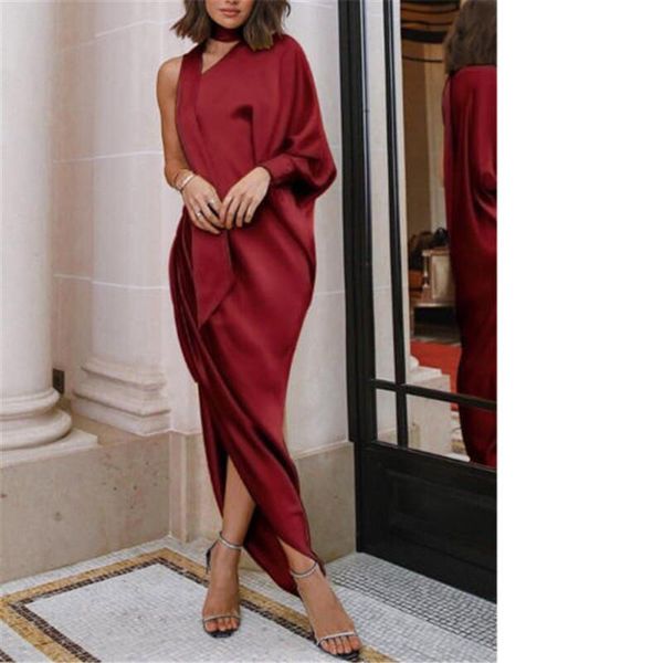 

casual dresses elegant women irregular long dress sleeveless soild color evening party muiltcolor, Black;gray