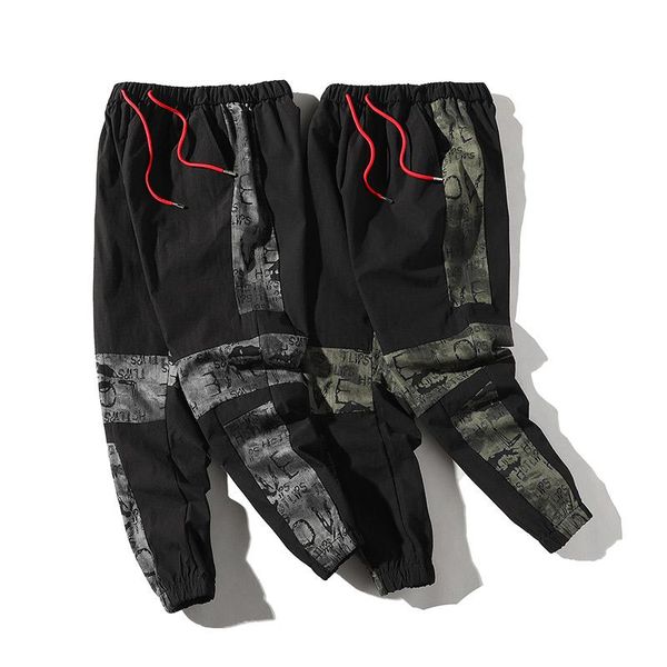 

cotton leisure men trousers fashionable loose sweatpants streetwear jogger elasticated waist harem pants male men's, Black