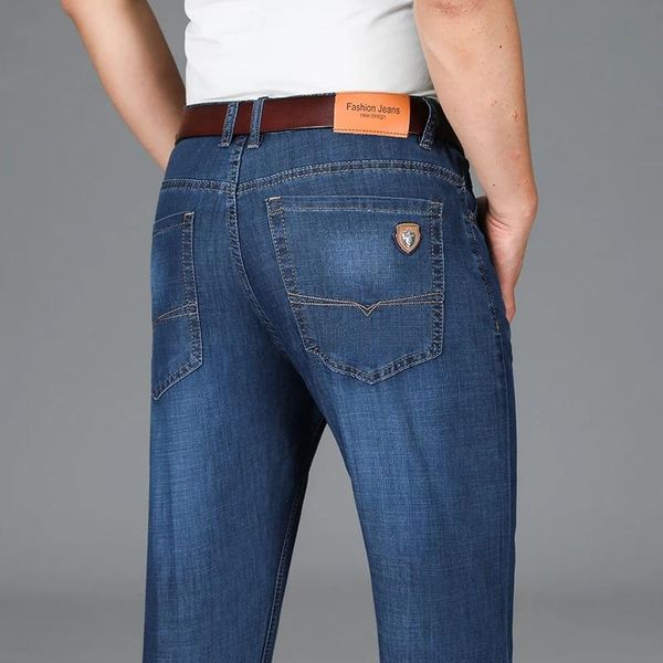 

men's jeans classic business casual pants style fashion denim trousers black blue overalls