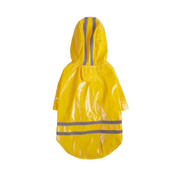 

dog apparel -pvc reflective pet raincoat outdoor solid hooded fashion clothing yellow l