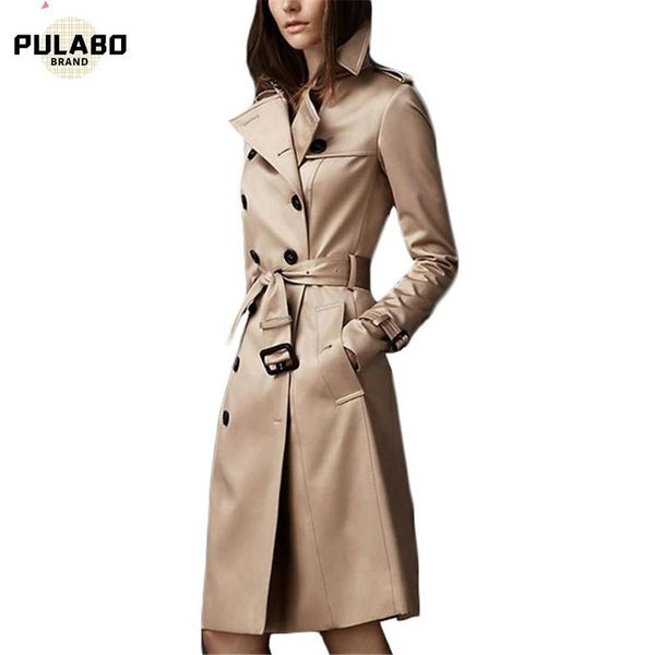 

women's trench coats coat women 2021 autumn khaki black and wine red s-2xl plus size double-breasted long slim windbreaker feminina, Tan;black