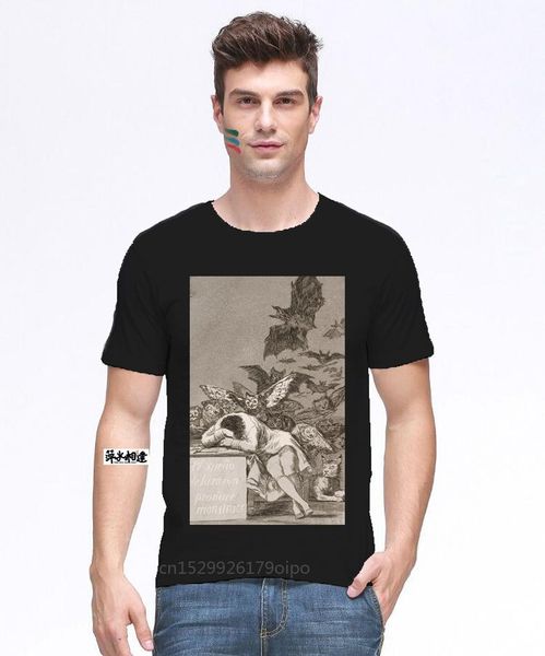 

men's t-shirts goya t shirt the sleep of reason produces monsters fine art old masters, White;black