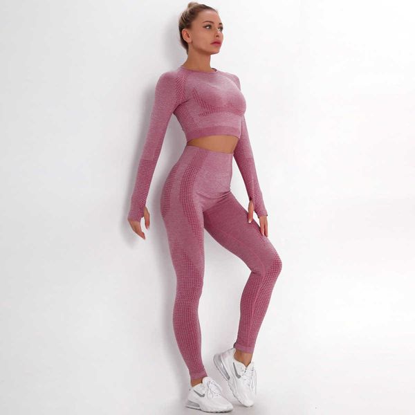 

seaml's dot jacquard knitting hip lifting elastic fitns yoga suit, Gray