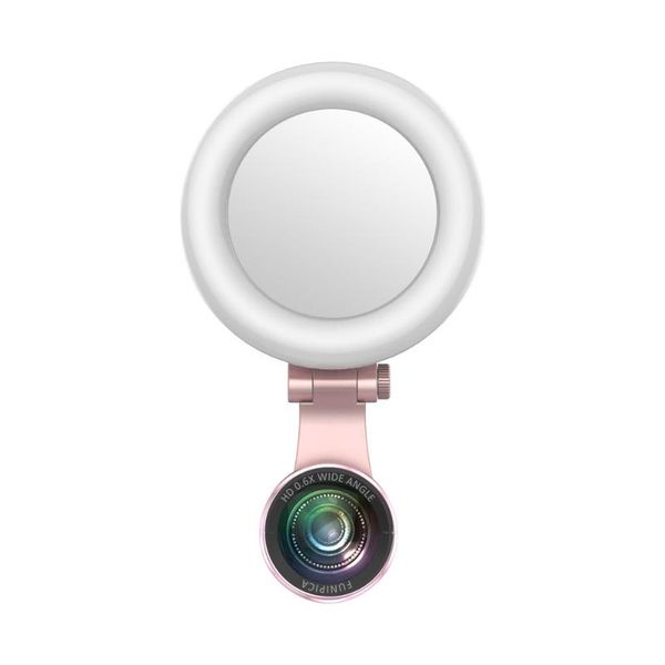 

flash heads led adjustable brightness rechargeable selfie ring fill-in light lamp phone camera lens with makeup mirror wide angle macro