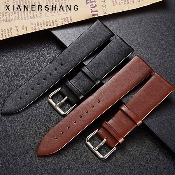 

watch bands xianershang watchbands 12mm 14mm 16mm 18mm 20mm 22mm 24mm strap pin buckle band genuine leather belt for brand watches, Black;brown