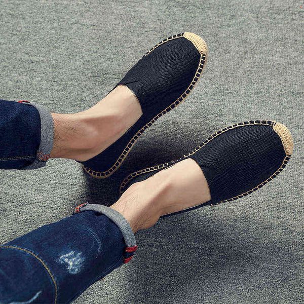 

summer hemp soled shoes grass woven fisherman canvas rope lazy people pedal breathable sweat absorbing linen, Black;brown