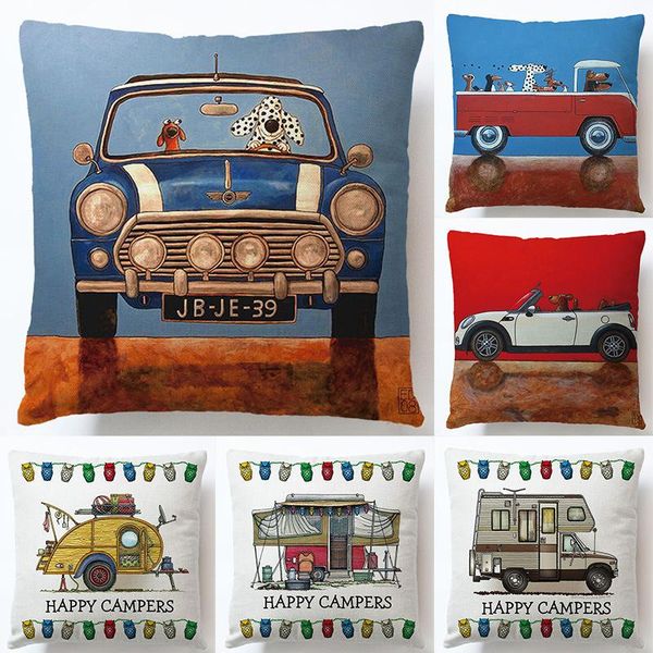 

cushion/decorative pillow lovely dog linen cushion cover cartoon car big bus pattern office creative home decoration pillowcase