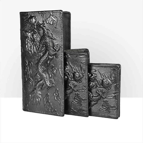 

vintage dragon crocodile men wallet cowhide long bifold coin pocket flower horse panda tiger real leather short purse, Red;black
