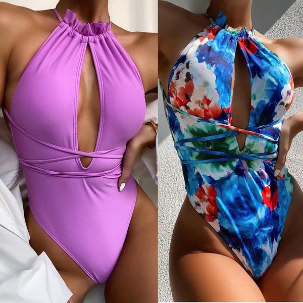 

bandage thong one piece swimsuit swimwear bathing suit for women beach swimming bather female one-piece suits