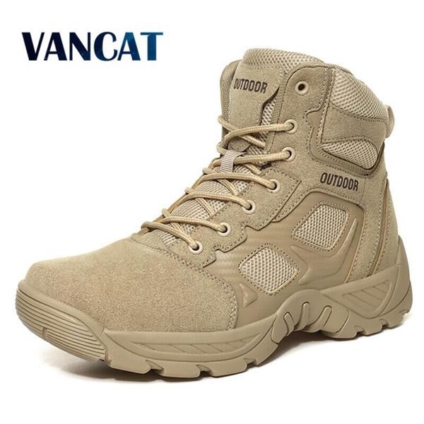 

brand men military boots quality special force tactical desert boots combat ankle boats army work shoes leather snow boots 211106, Black