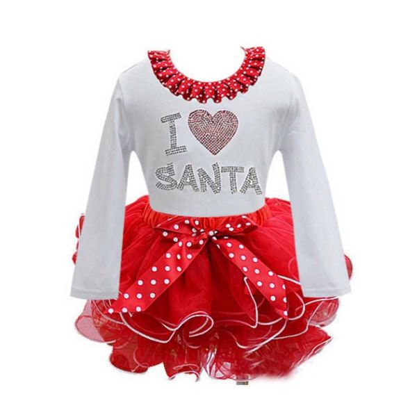 Baywell crianças meninas bebê vestido de natal crianças babados colarinho bolinhas impressão bowknot feriado princesa festa tutu vestidos 1-6t g1026