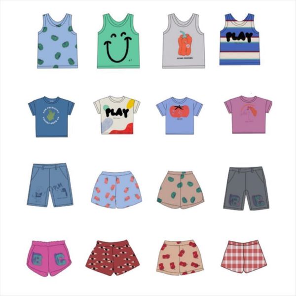 

children vest shorts sets bobo summer bc baby boys t shirt short girls skirt clothes set printed 1 10y, White