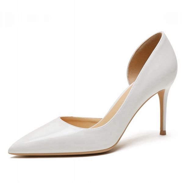 

sandals women pumps patent leather breathable casual solid female thin heels pointed toe fashion woman shoes plus size n0040 p6nl, Black
