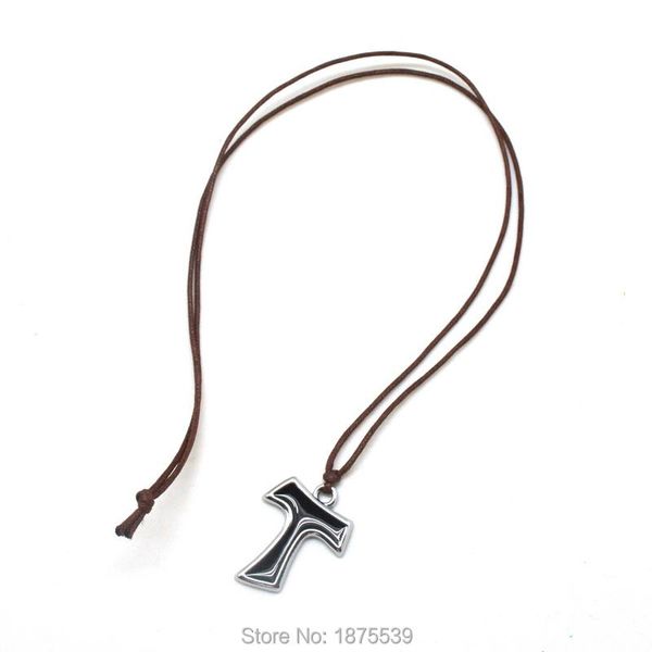 

pendant necklaces black metal tau cross rope necklace, Silver