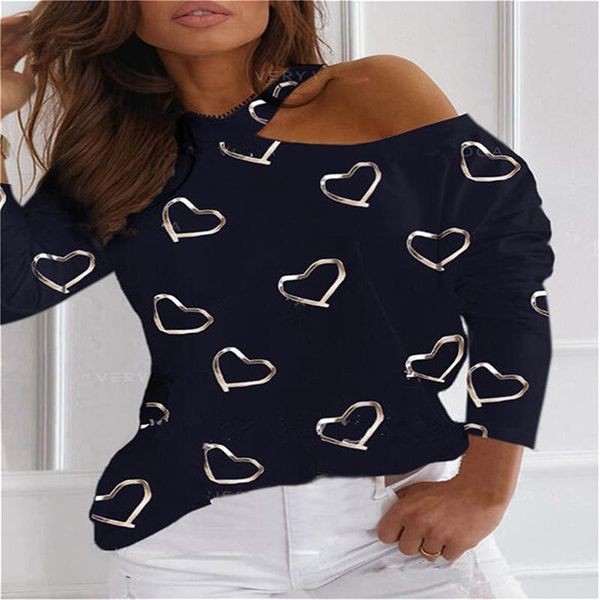 

women's t-shirt spring autumn letter print halter strapless ladies fashion casual long sleeve for female, White