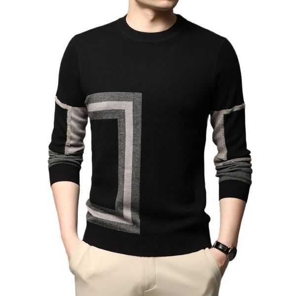 Maglioni da uomo 2021 Fashion High End Designer Brand Mens Knit Black Wool Pullover Maglione girocollo Autum Winter Casual Jumper Abbigliamento