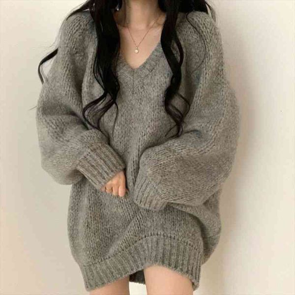

women gray v-neck oversize sweater long sleeve loose white pullover sweaters casual female autumn winter cozy knit jumpers, White;black