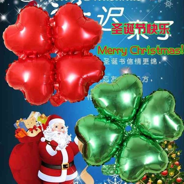 

factory outlet party decoration decorated clover aluminum film balloon green red heart-shaped ball store celebration atmosphere layout foil
