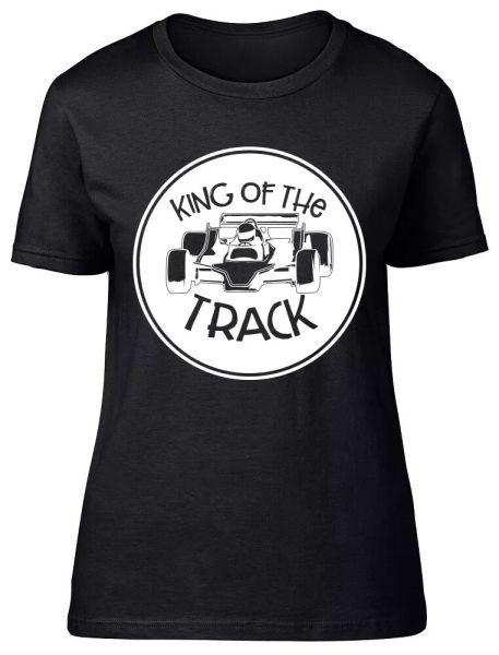 

king of the track fitted womens ladies t shirt, White;black