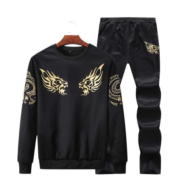 

suit tracksuits sweater men's sportswear pullover round collar spring and autumn running leisure two piece set, Gray