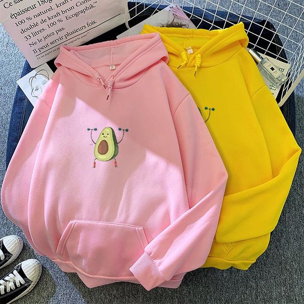 

women's hoodies & sweatshirts cute halter lifting avocado women hoody personality sweatshirt fashion girl pullovers print cartoon full, Black