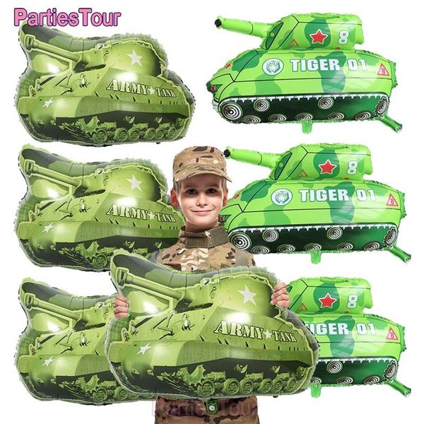 

party decoration 6 pieces army tank planes foil helium balloon camouflage count supplies military soldier themed birthday balloons